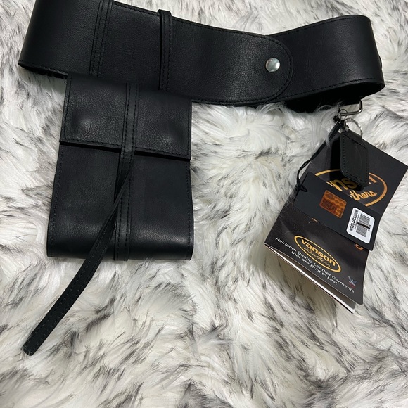 NWT Women’s H-D Bar & Shield Vanson Genuine Leather D Ring Pocket Belt LARGE